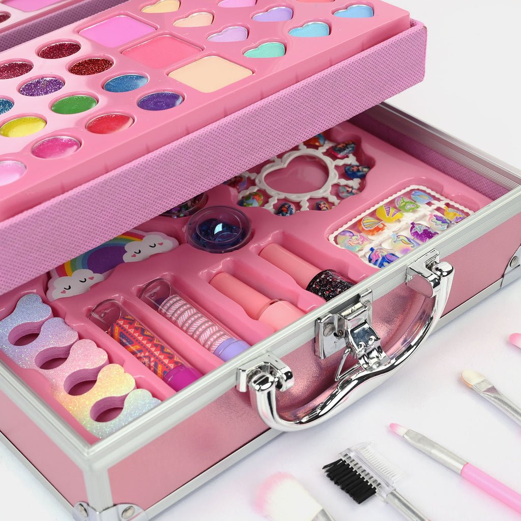 46-Piece Kids Makeup Kit in Aluminum Carry Case – Washable Pretend Play Beauty Set 💄✨