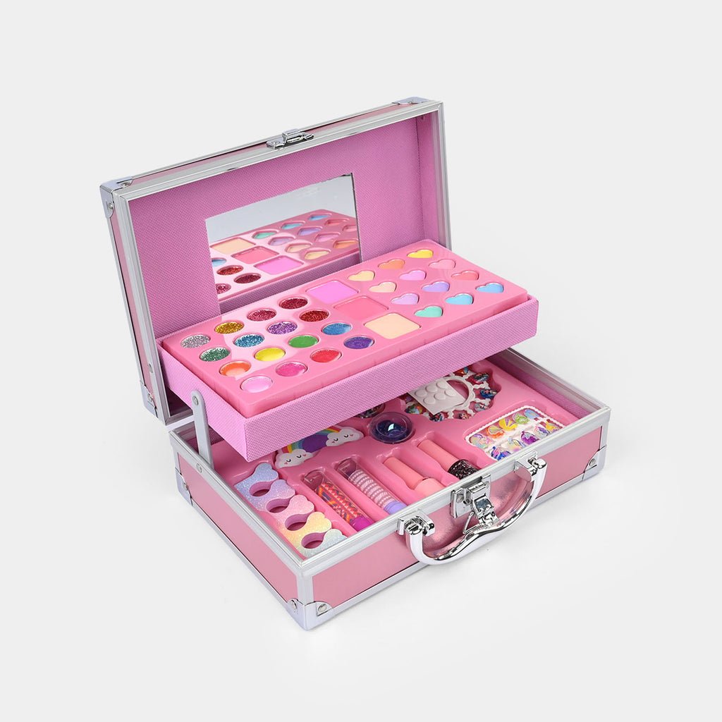 46-Piece Kids Makeup Kit in Aluminum Carry Case – Washable Pretend Play Beauty Set 💄✨
