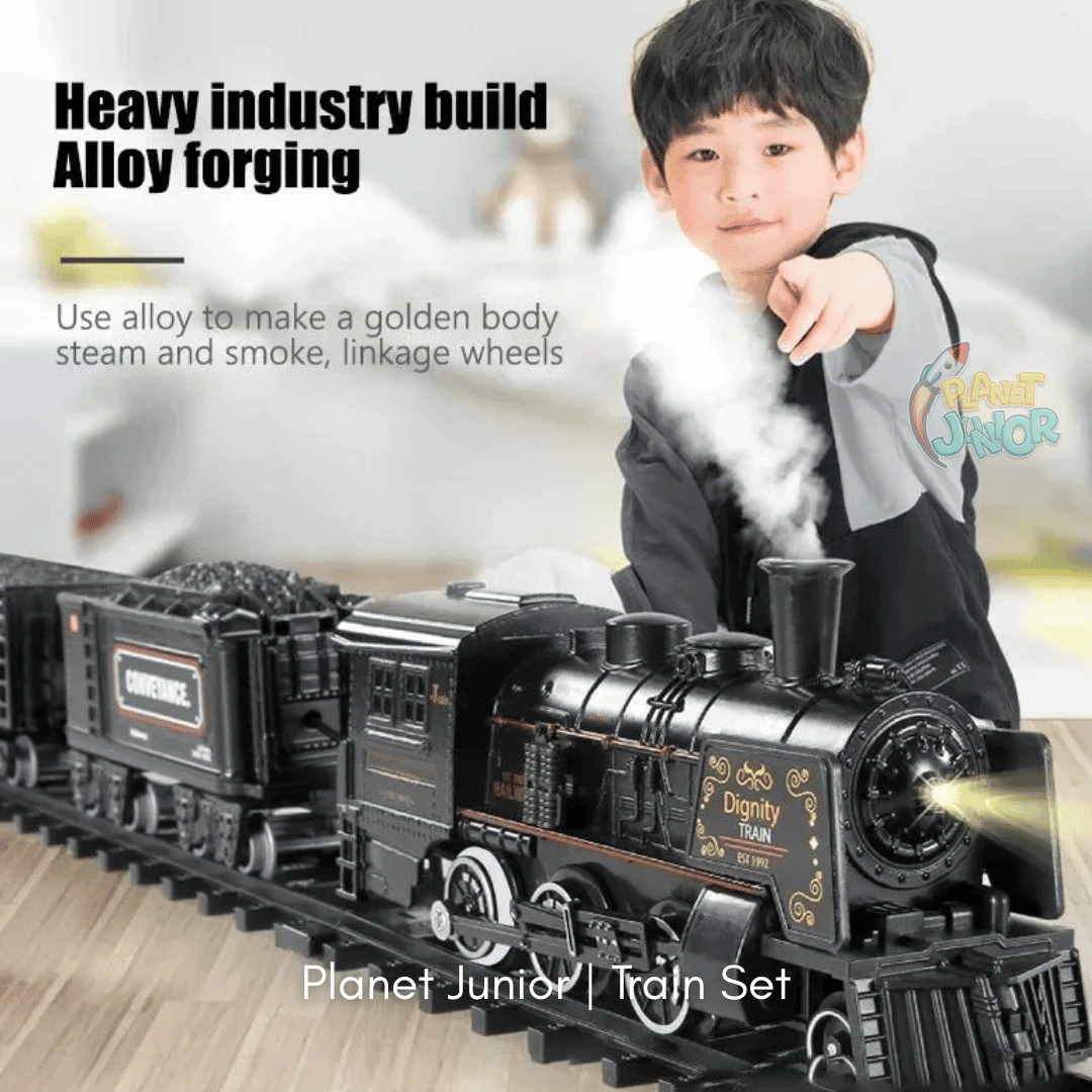 Alloy Smart Metal Edition Steam Train Set – Light, Sound & Safe Smoke Railway Set