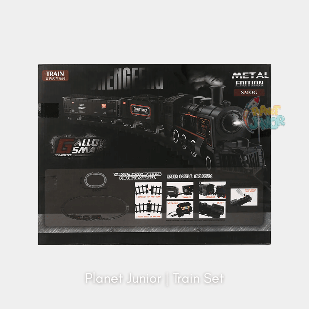 Alloy Smart Metal Edition Steam Train Set – Light, Sound & Safe Smoke Railway Set