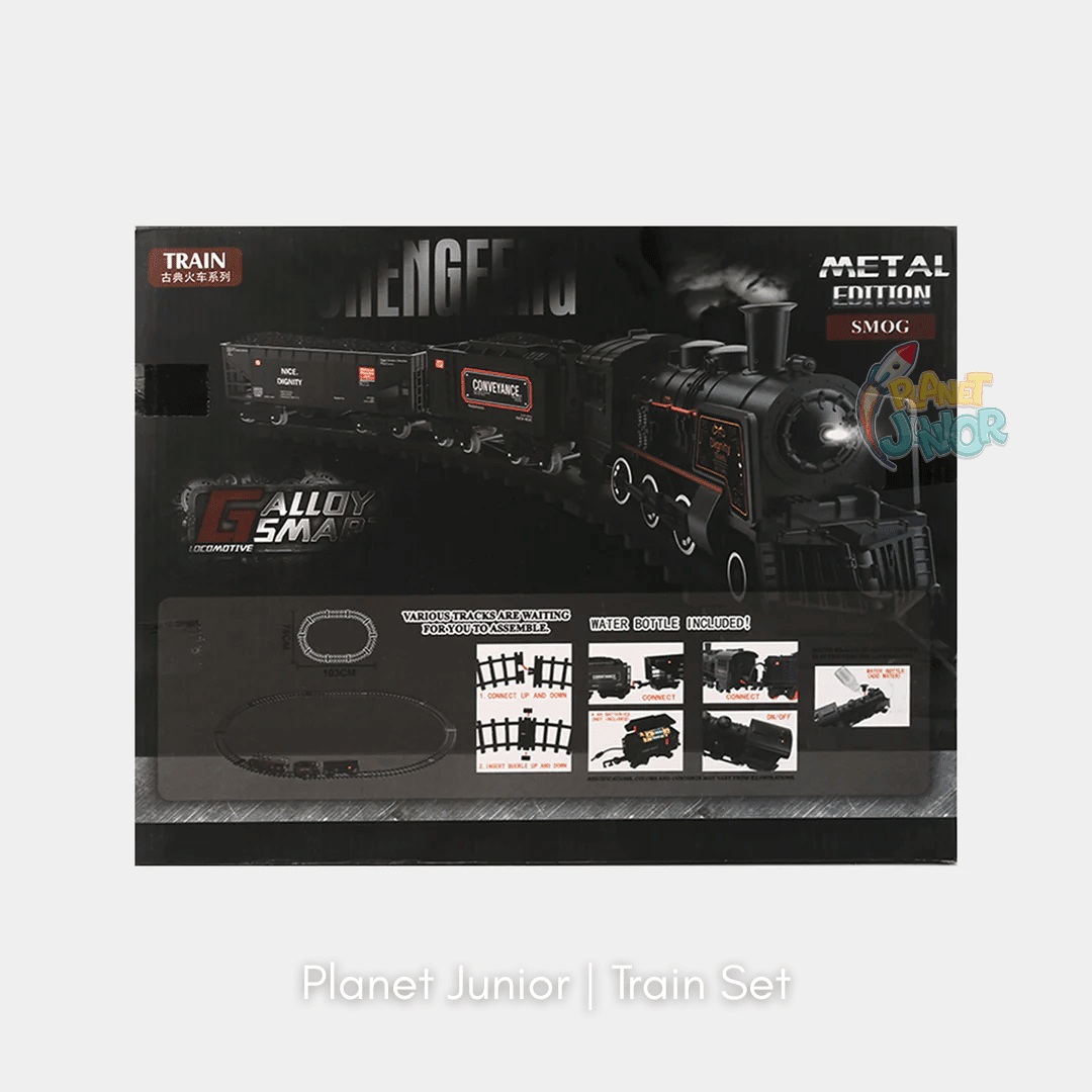 Alloy Smart Metal Edition Steam Train Set – Light, Sound & Safe Smoke Railway Set