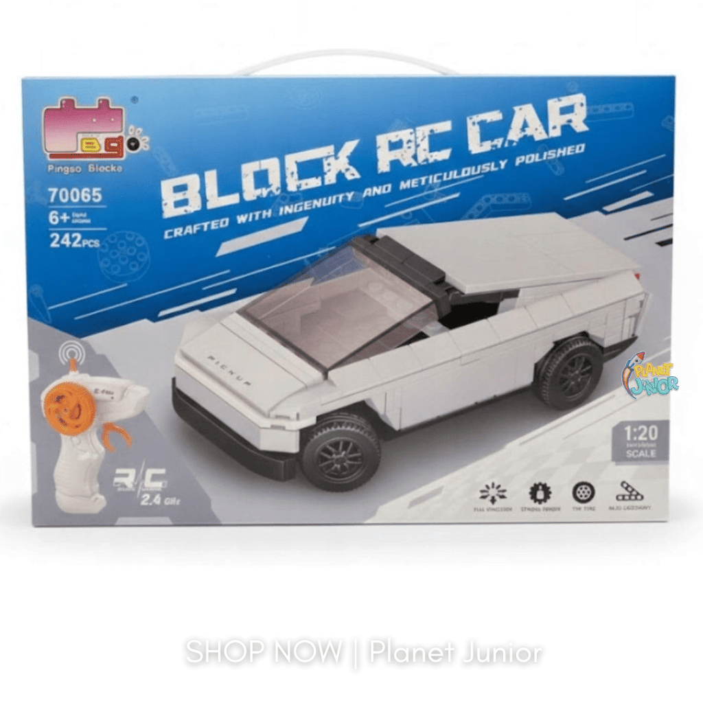 DIY 1:20 Cybertruck-Inspired Rechargeable RC Building Block Car