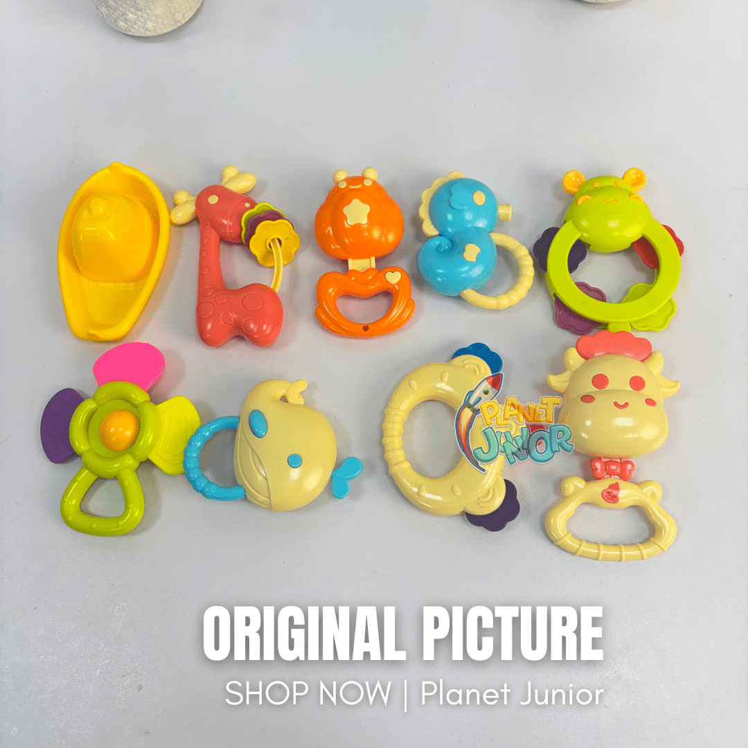 Baby Bottle Rattle & Teether Toy Set with Colorful Animal Designs