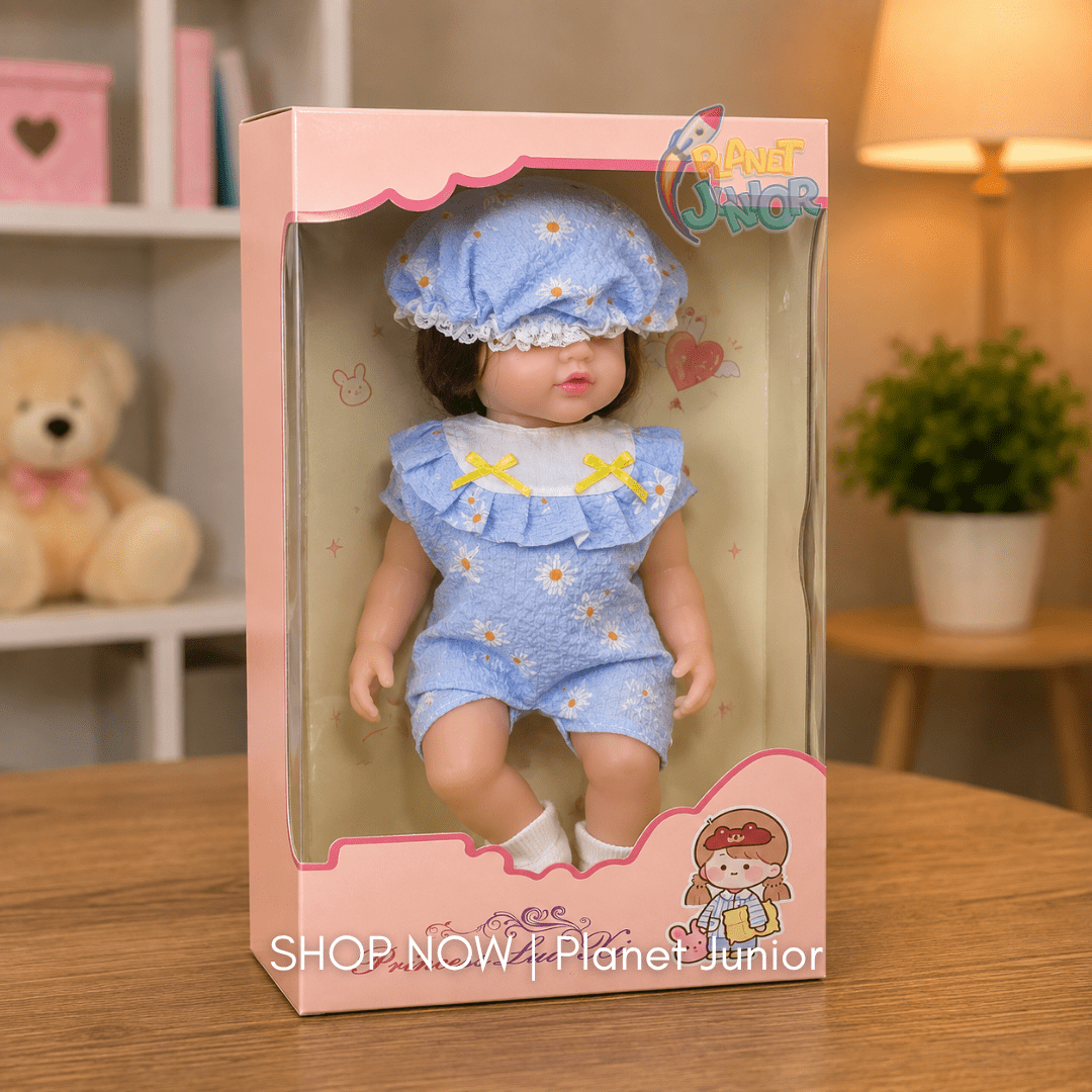 Adorable Baby Girl Doll with Floral Outfit & Matching Bonnet