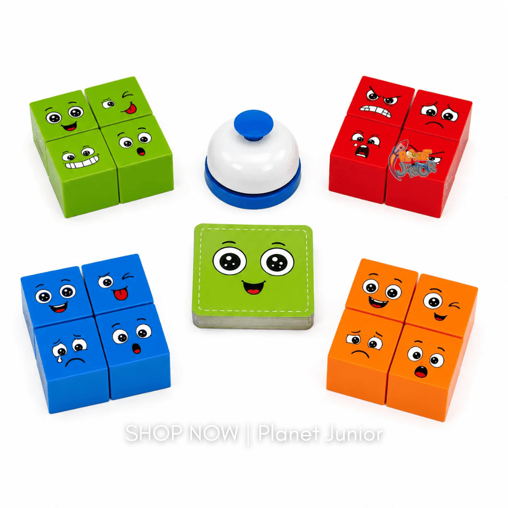 Square Face Matching Puzzle Game with Challenge Cards