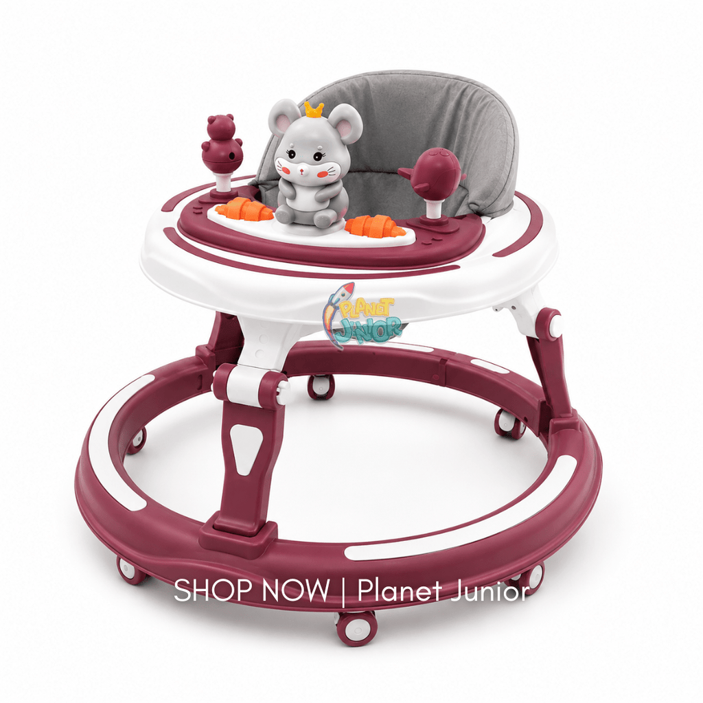 Interactive Baby Learning Walker with Music, Activity Tray & Padded Seat