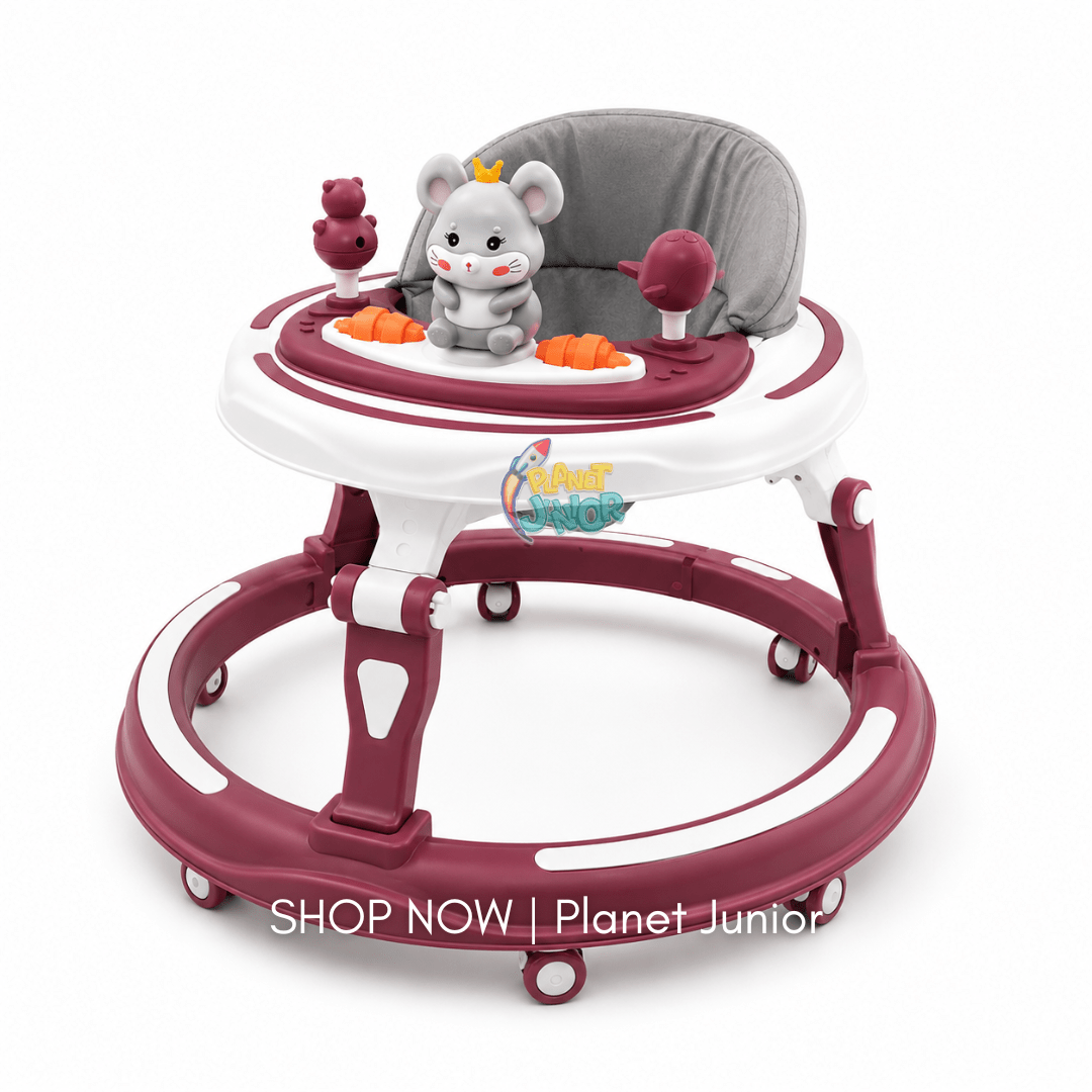 Interactive Baby Learning Walker with Music, Activity Tray & Padded Seat