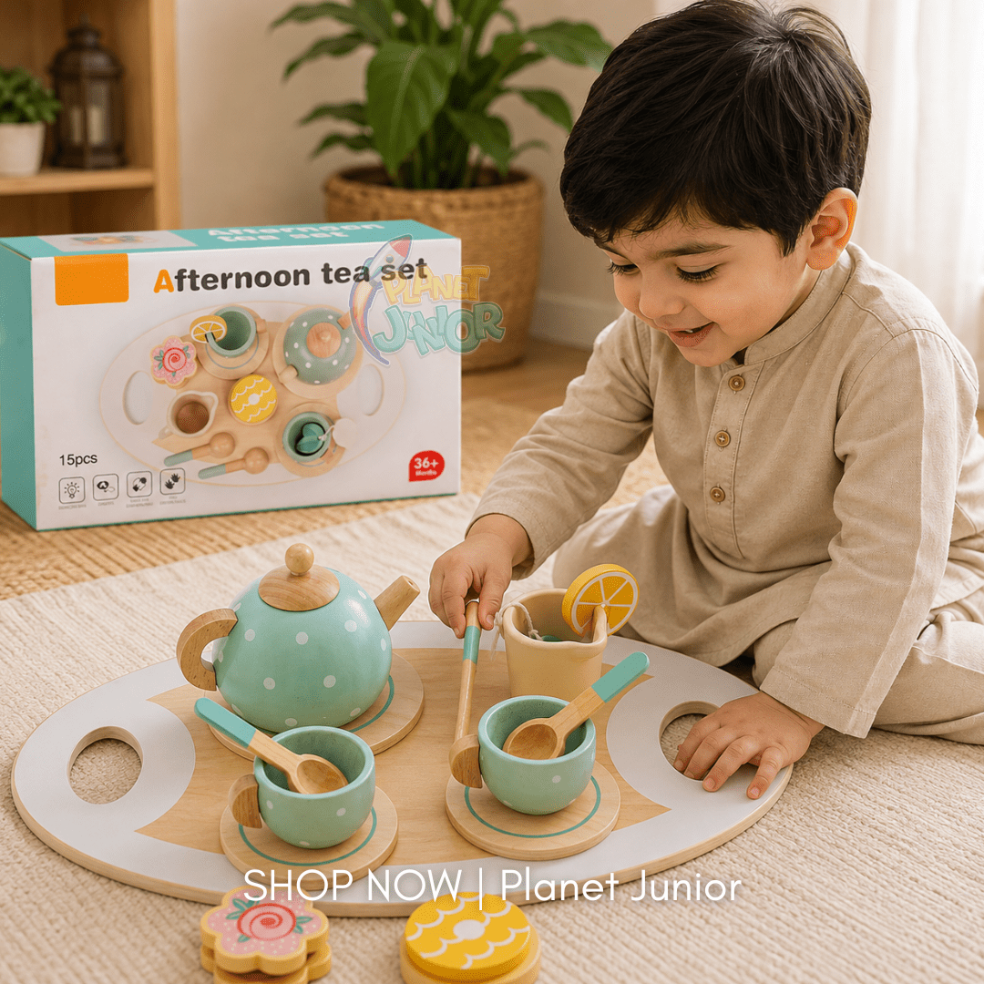 Wooden Afternoon Tea Party Play Set – 15 Pieces