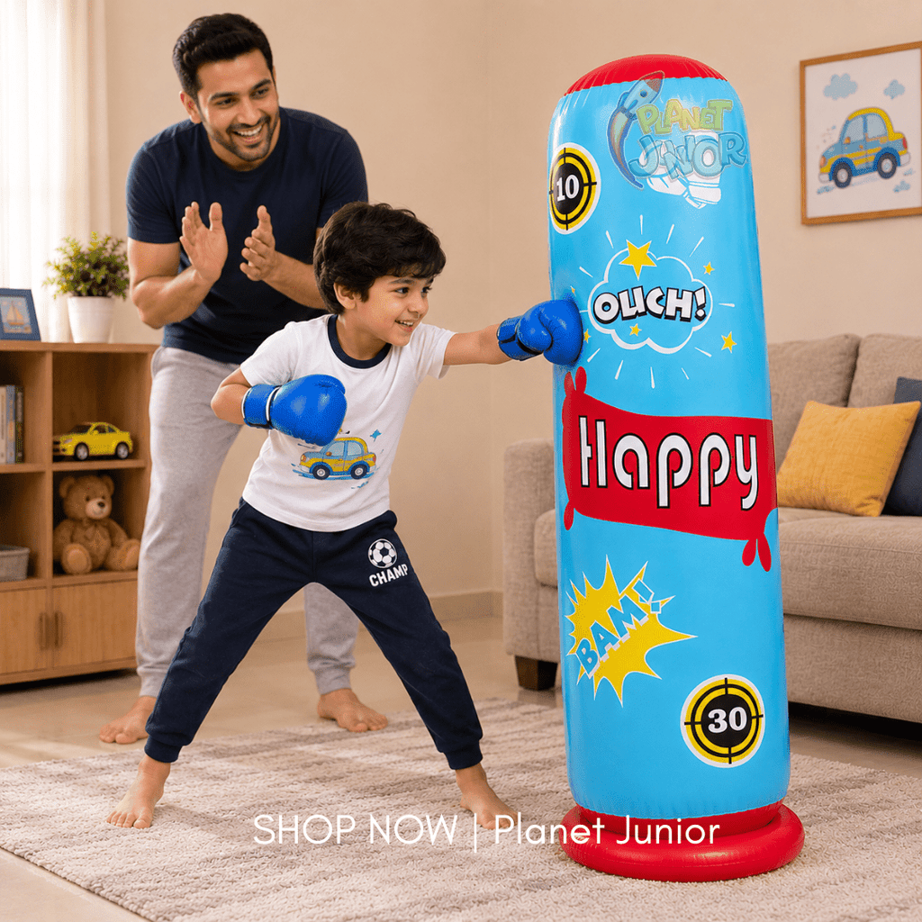 Blue Inflatable Kids Boxing Punching Bag – Freestanding Punch Trainer | 3.5Ft