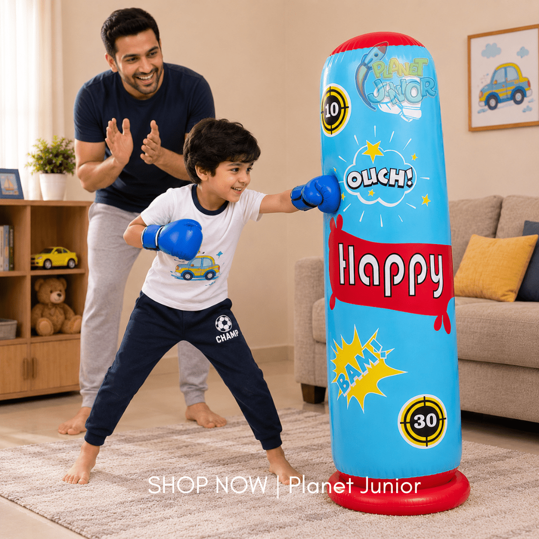 Blue Inflatable Kids Boxing Punching Bag – Freestanding Punch Trainer | 3.5Ft