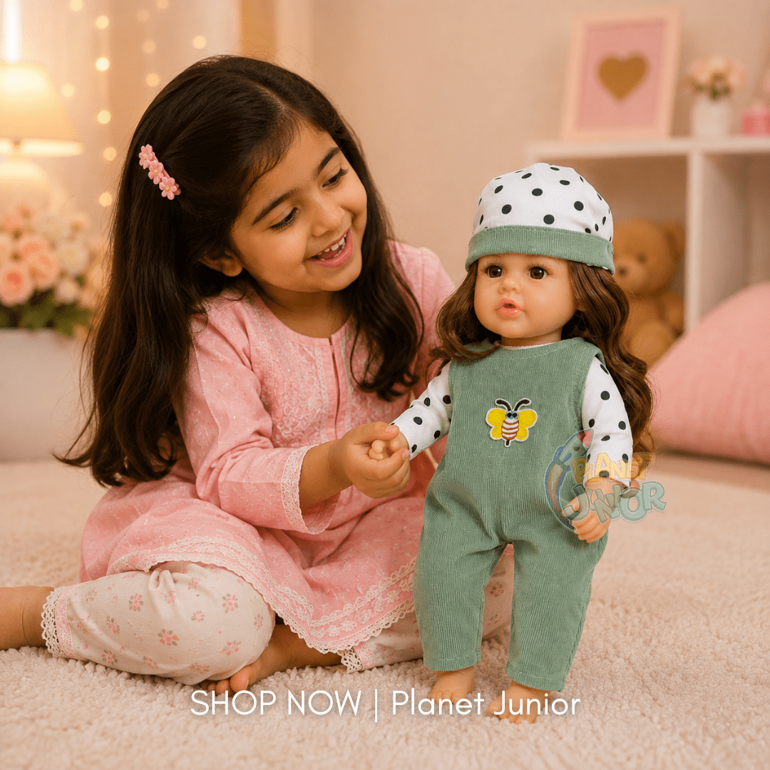 Cute Long Hair Fashion Doll with Green Jumpsuit & Cap for Kids