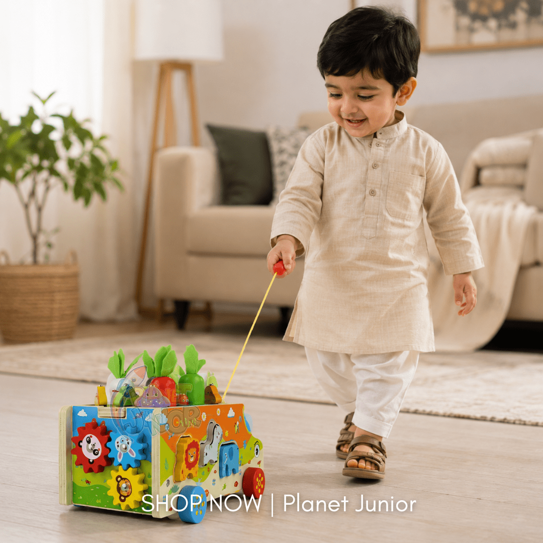 Wooden Multifunctional Animal Car Activity & Matching Toy for Kids