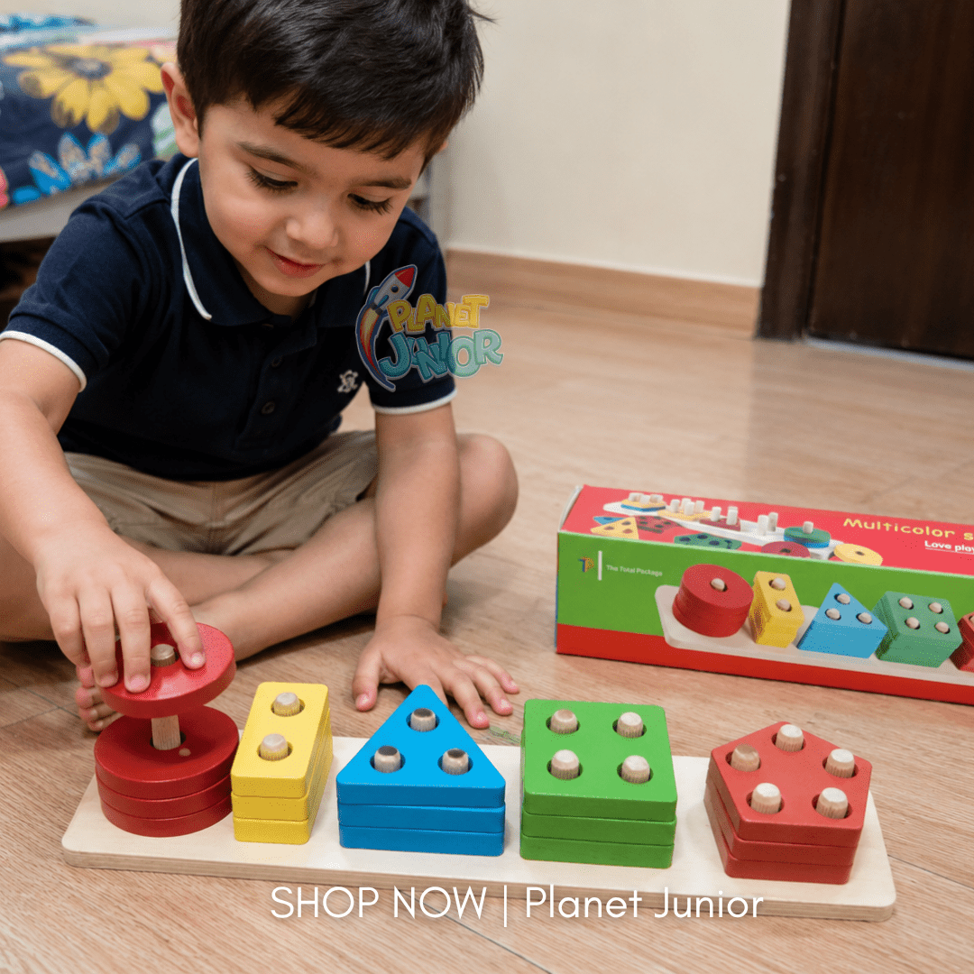 Wooden Multicolor Shape Pairing & Counting Learning Board for Kids
