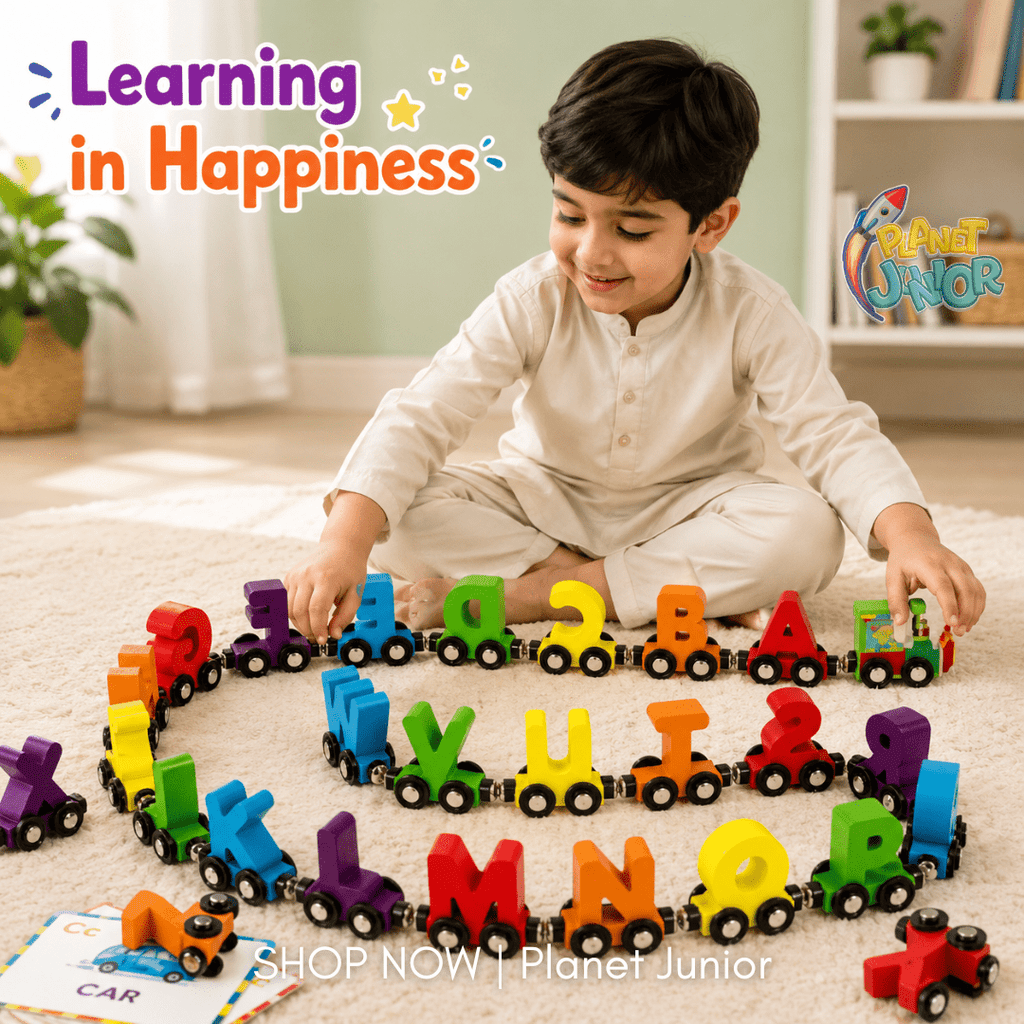 Wooden Magnetic Alphabet Train Set – A–Z Learning & Connecting Toy