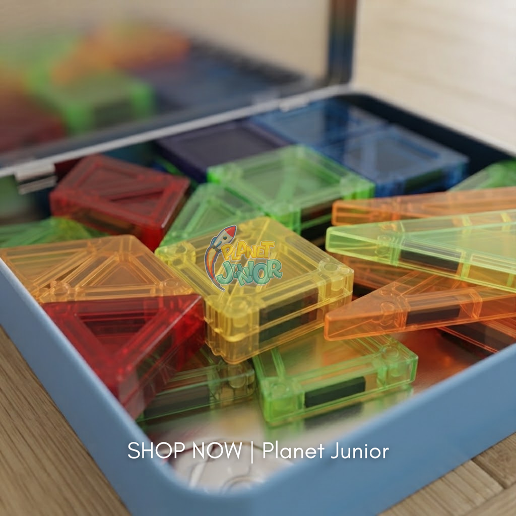 42 PCS Portable Magnetic Tiles Travel Set for Kids