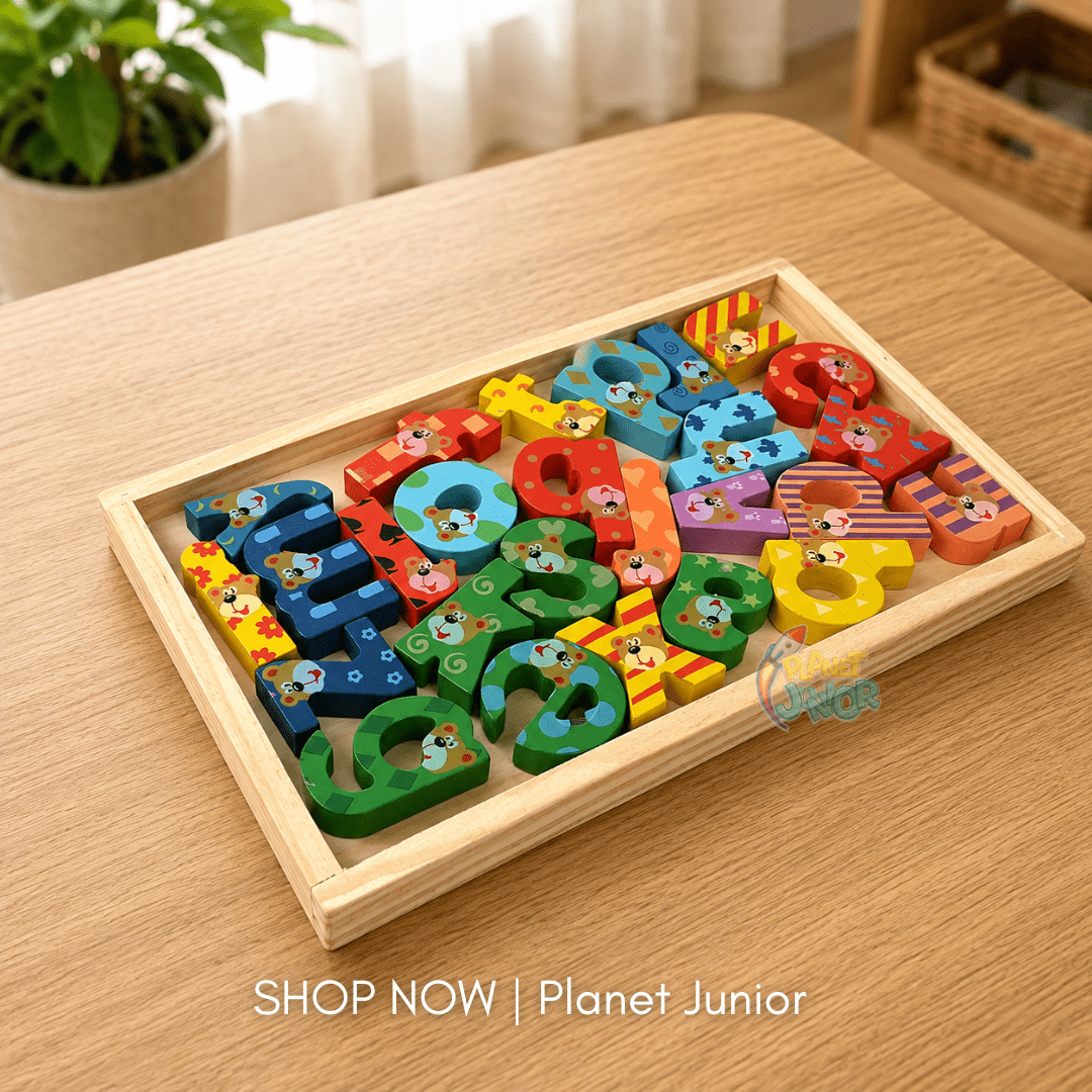 Wooden Bear Alphabet Lacing Puzzle Learning Set
