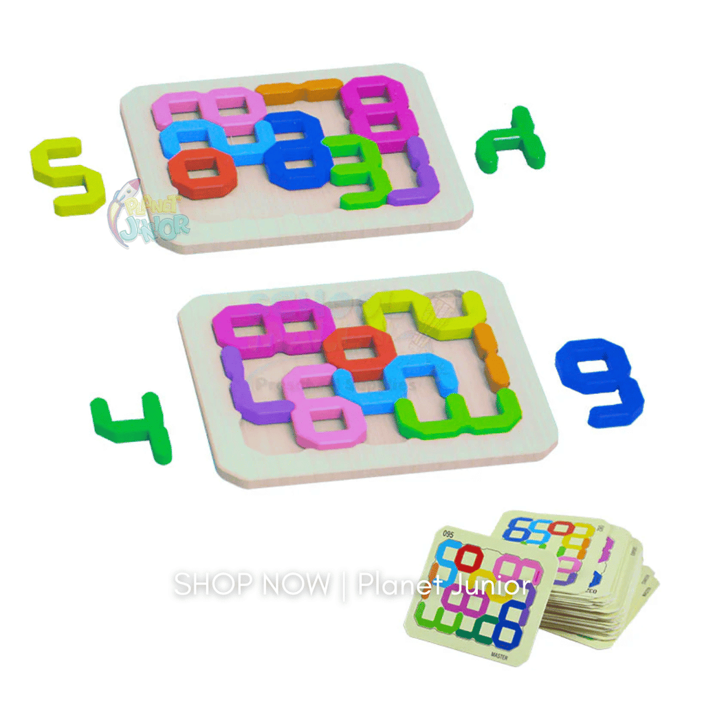 Wooden Number Blocks Puzzle Board – Montessori Early Learning Educational Toy