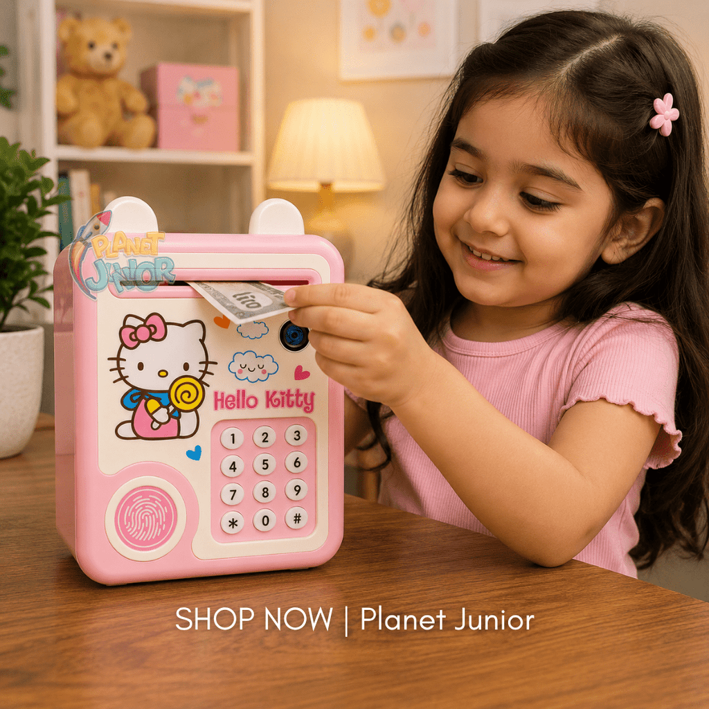 Hello Kitty Mini ATM Bank with Fingerprint & Password Unlock & Music