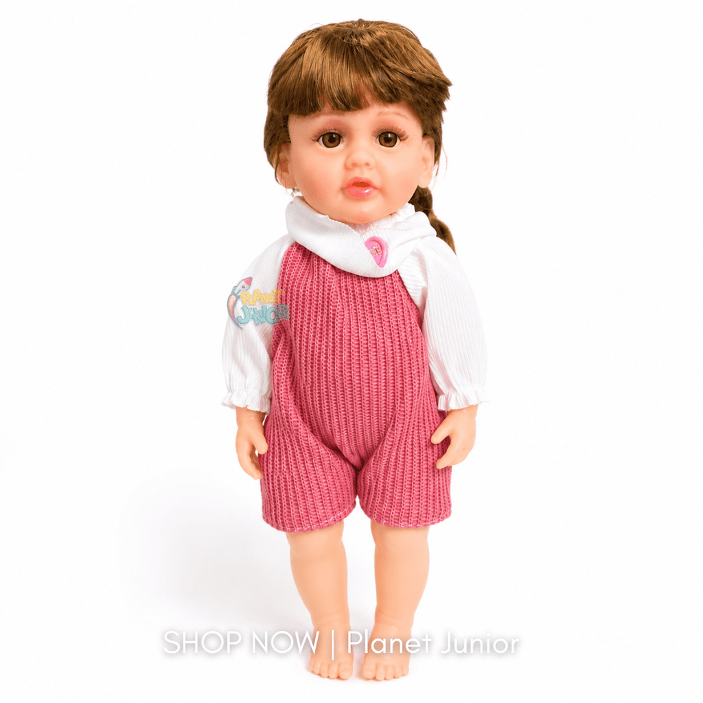 Realistic Fashion Doll with Pink Knitted Outfit & Long Hair