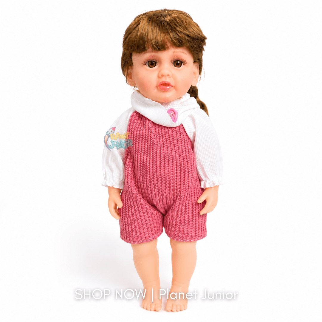 Realistic Fashion Doll with Pink Knitted Outfit & Long Hair