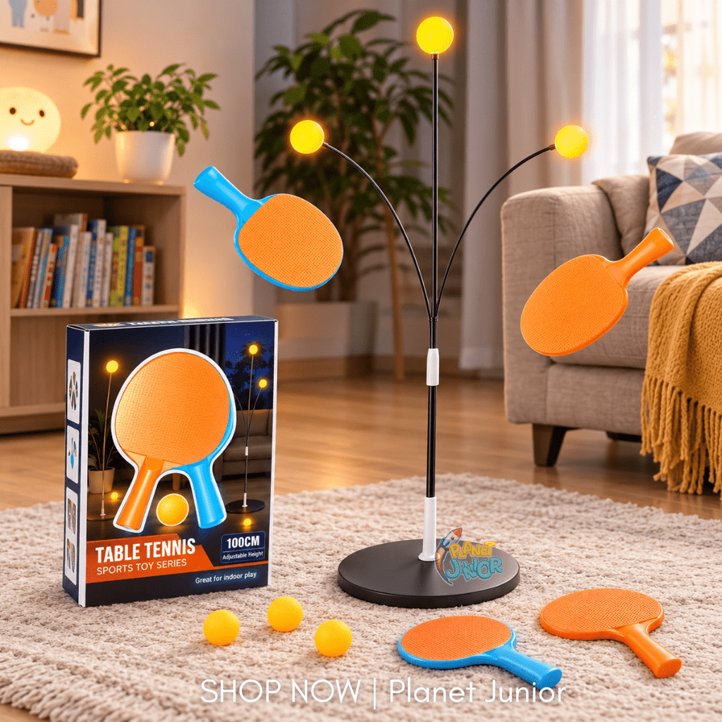 Adjustable Table Tennis Trainer Set with 3 Balls & Retractable Stand