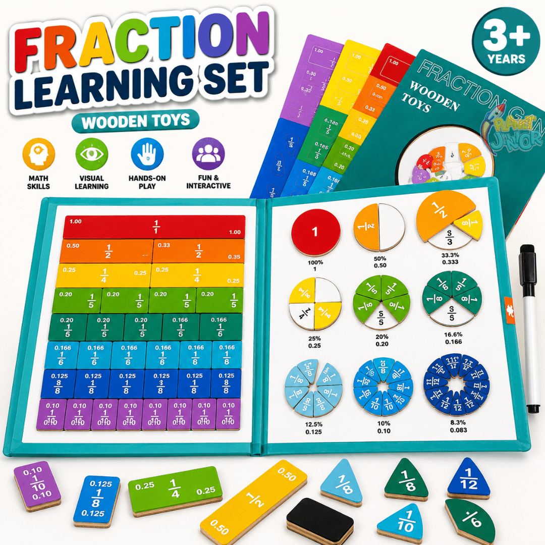 Wooden Fraction Learning Board Educational Math Set