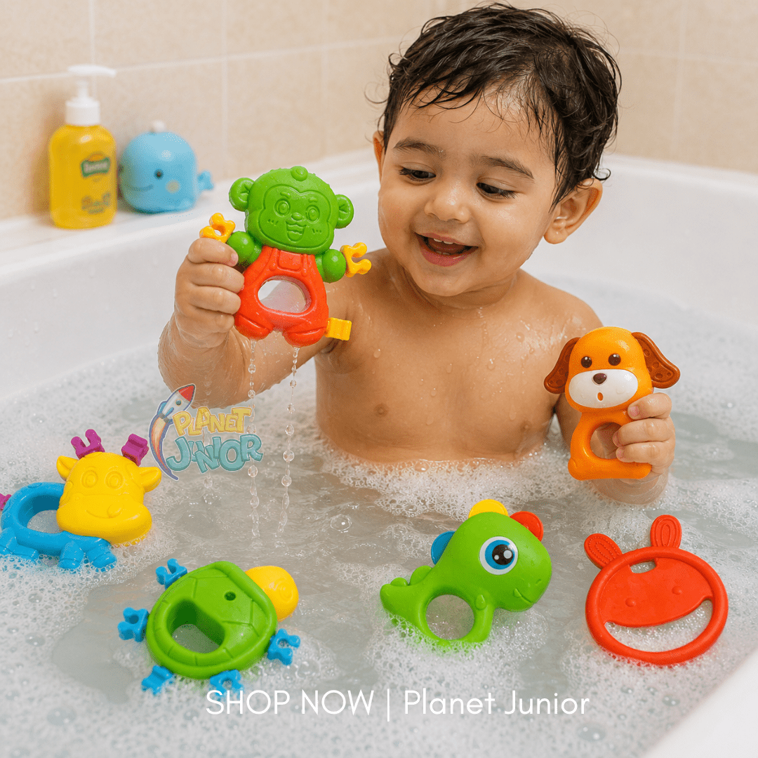 Colorful Animal-Shaped Baby Rattle & Teether Set
