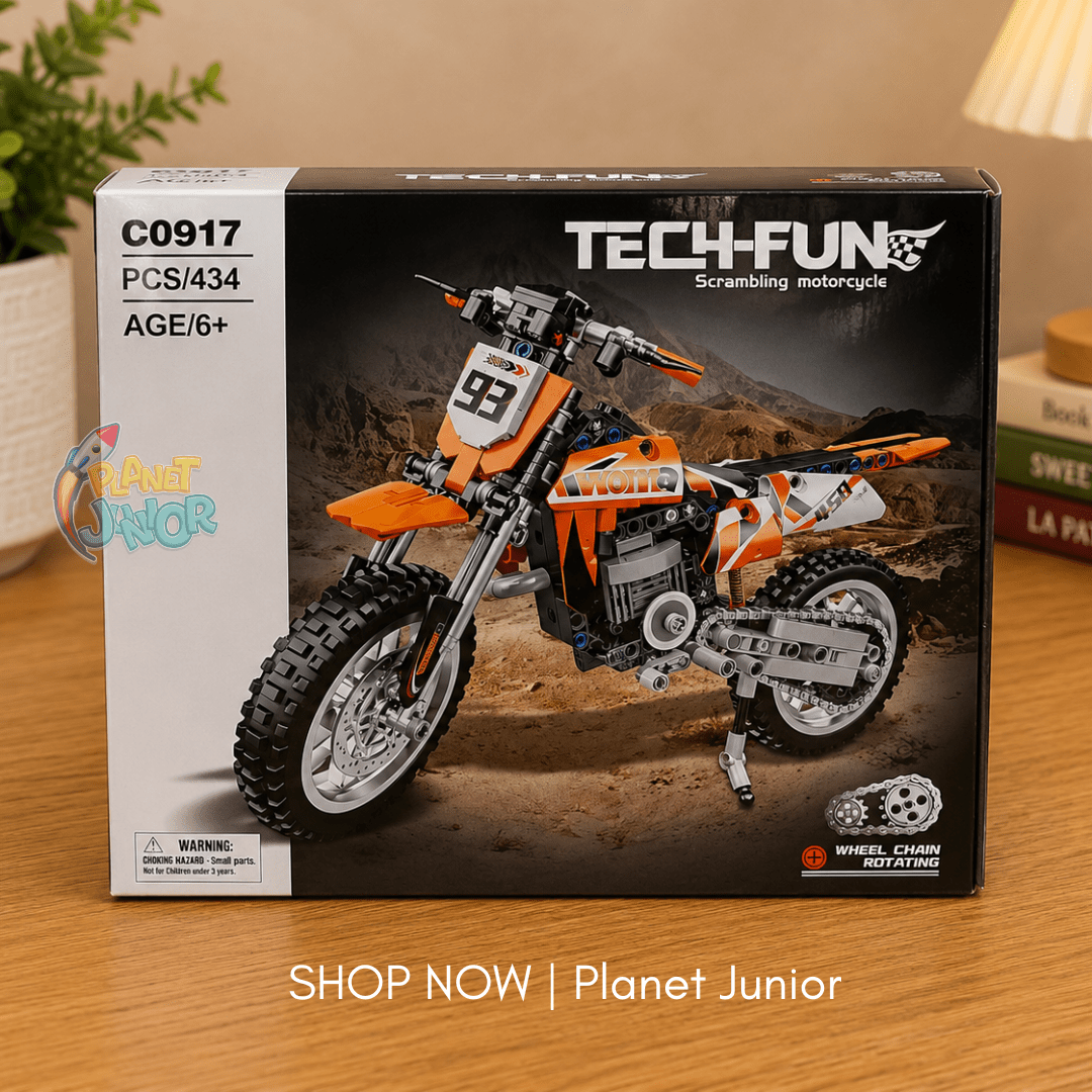 Off-Road Motorcycle Legos Set with Working Chain Drive