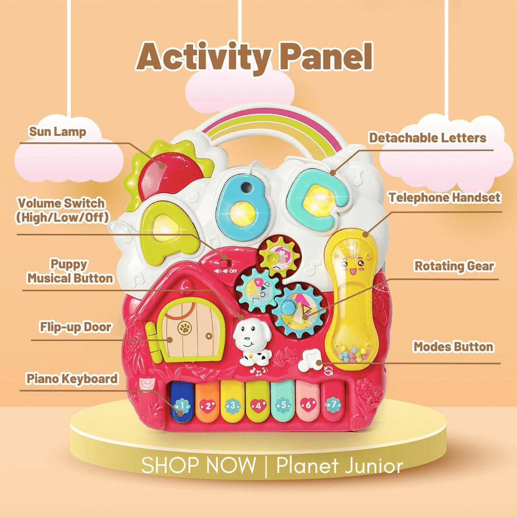 3-in-1 Interactive Baby Push Walker with Activity Panel & Activity Table