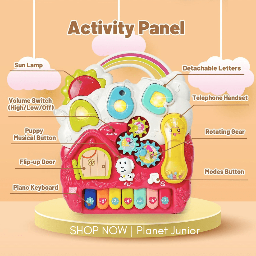3-in-1 Interactive Baby Push Walker with Activity Panel & Activity Table