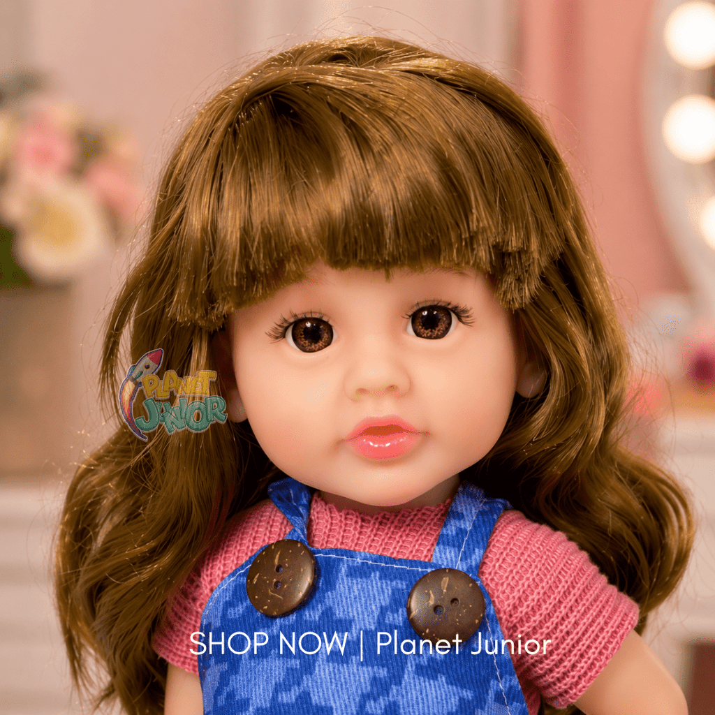 Adorable Fashion Girl Doll with Blue Overalls & Long Hair