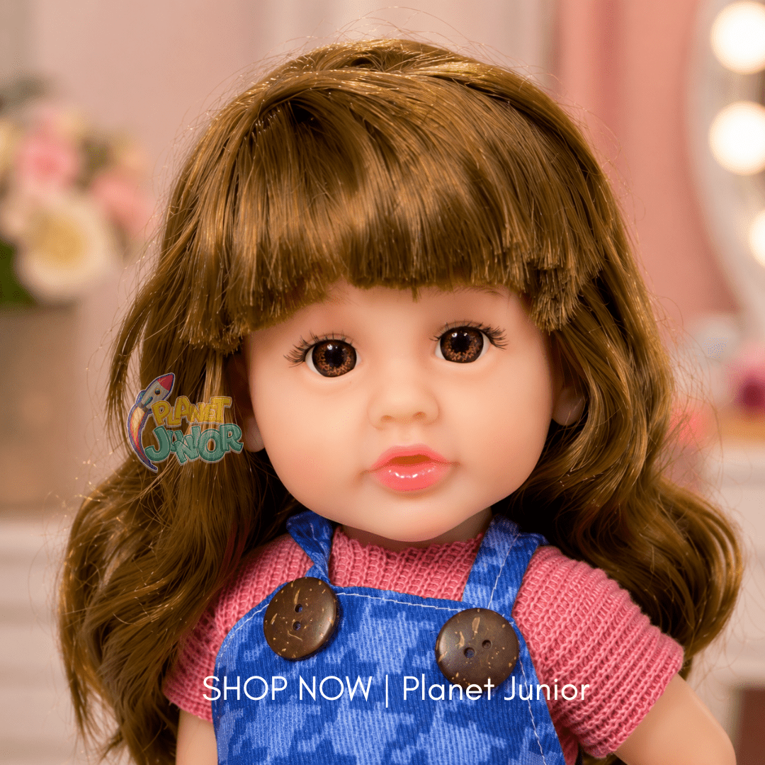 Adorable Fashion Girl Doll with Blue Overalls & Long Hair