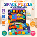 Wooden 2-in-1 Space Puzzle & Whiteboard Learning Board for Kids