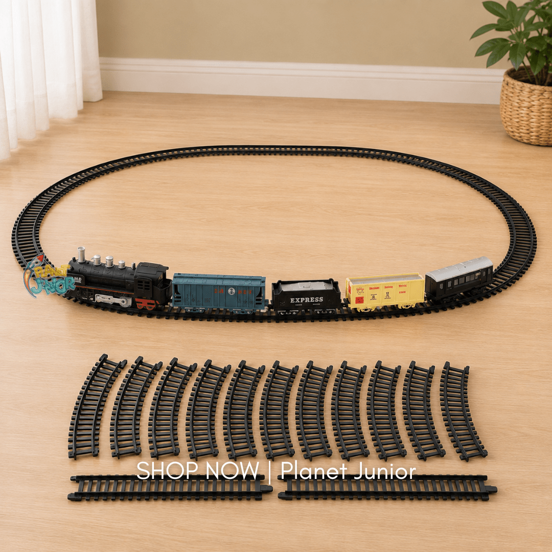 Rail King Classical Steam Train Set with Light, Sound & Track