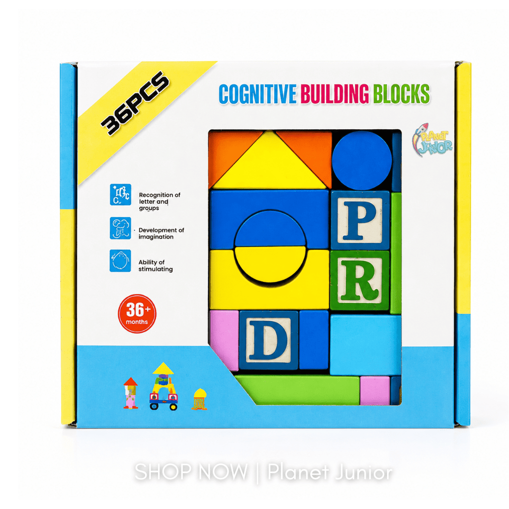 36-Piece Wooden Cognitive Building Blocks Set for Kids