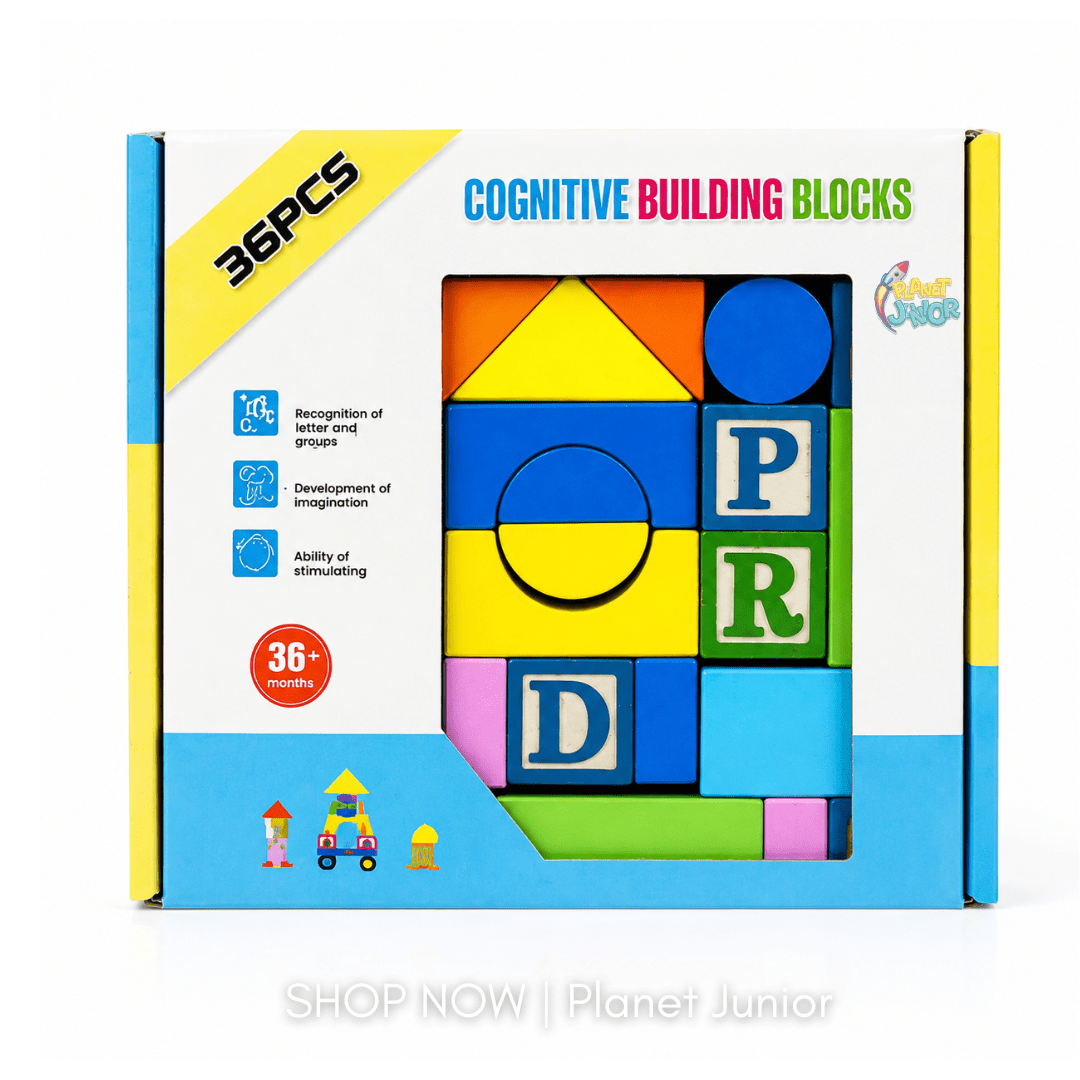 36-Piece Wooden Cognitive Building Blocks Set for Kids