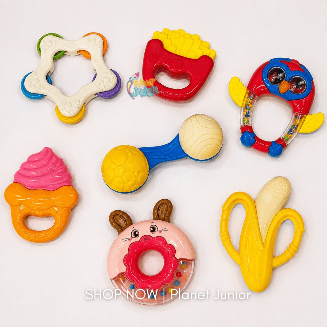 7-Piece Baby Rattle & Teether Educational Toy Set