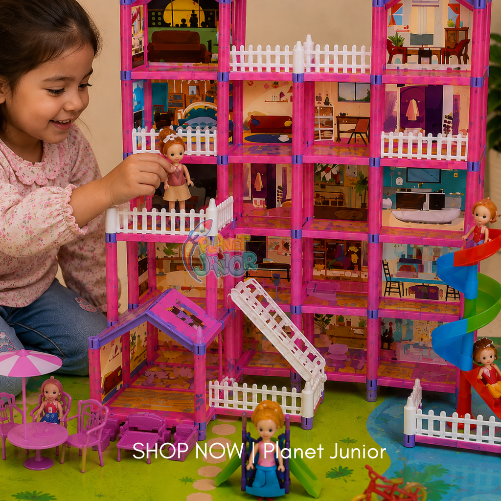 Large Multi-Storey Dream Doll House Playset with Dolls &  Furniture for Kids