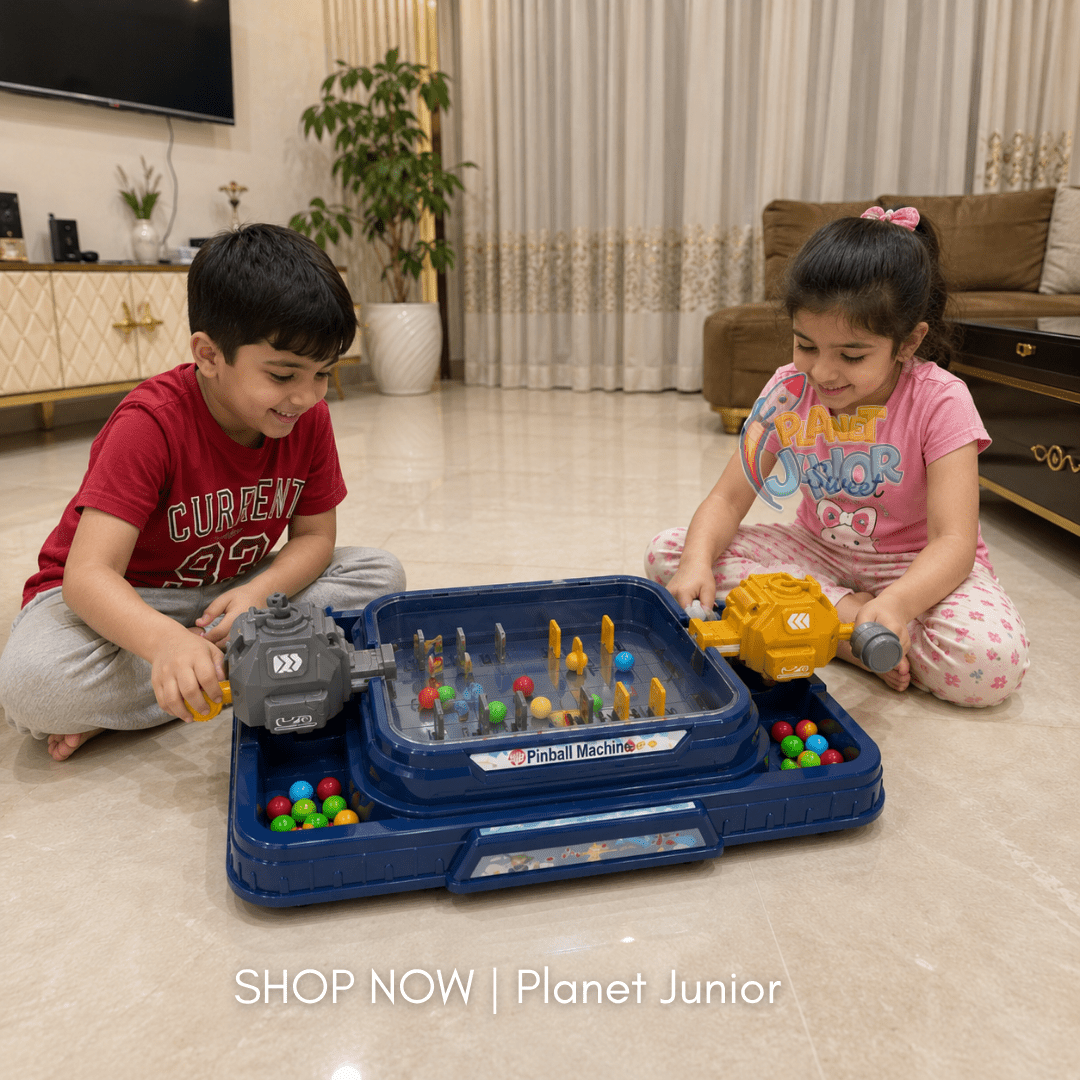 Kids Tabletop Pinball Arena Game with Dual Hammer Launchers & Colorful Balls