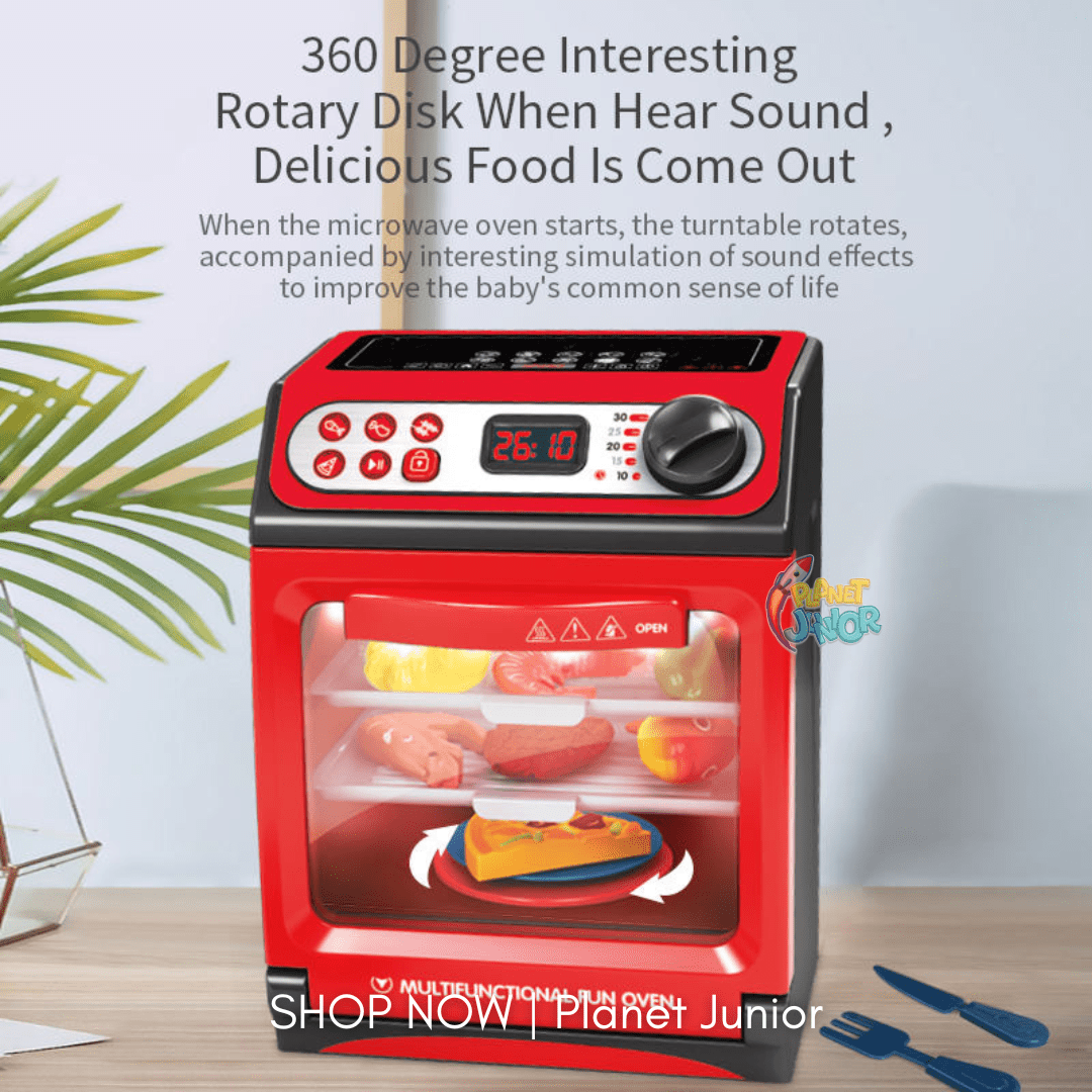 Kids Multifunctional Pretend Play Oven Set with Lights & Rotating Grill