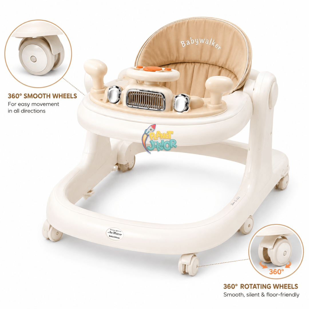 Modern Baby Learning Walker with Activity Tray & Padded Seat