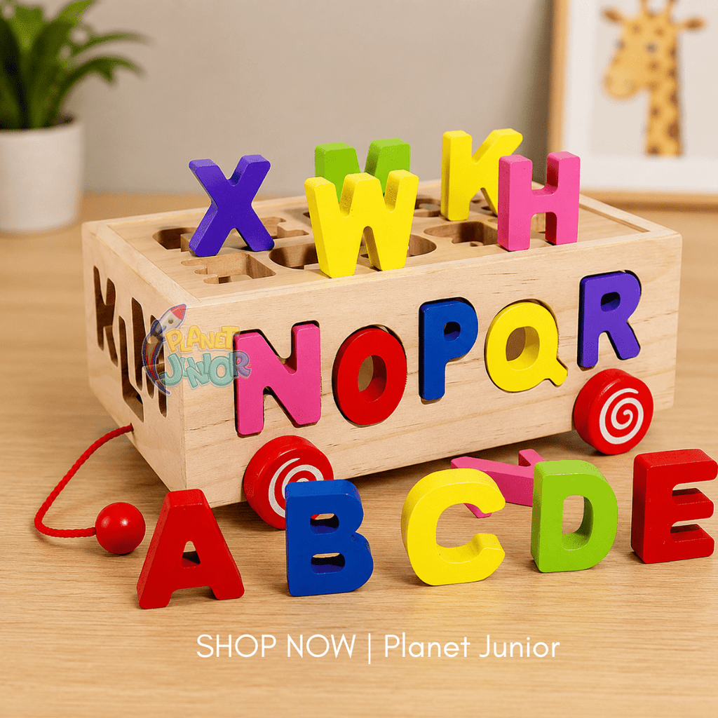 Wooden Alphabet Sorting & Pull-Along Learning Box for Kids