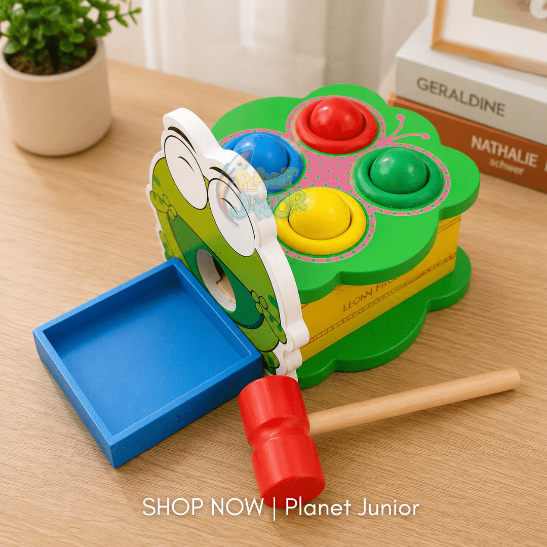 Wooden Frog Knock Ball Hammering Game for Kids