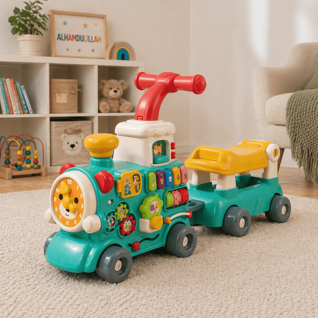 5-in-1 Musical Activity Ride On Train Walker – Light & Spray Feature