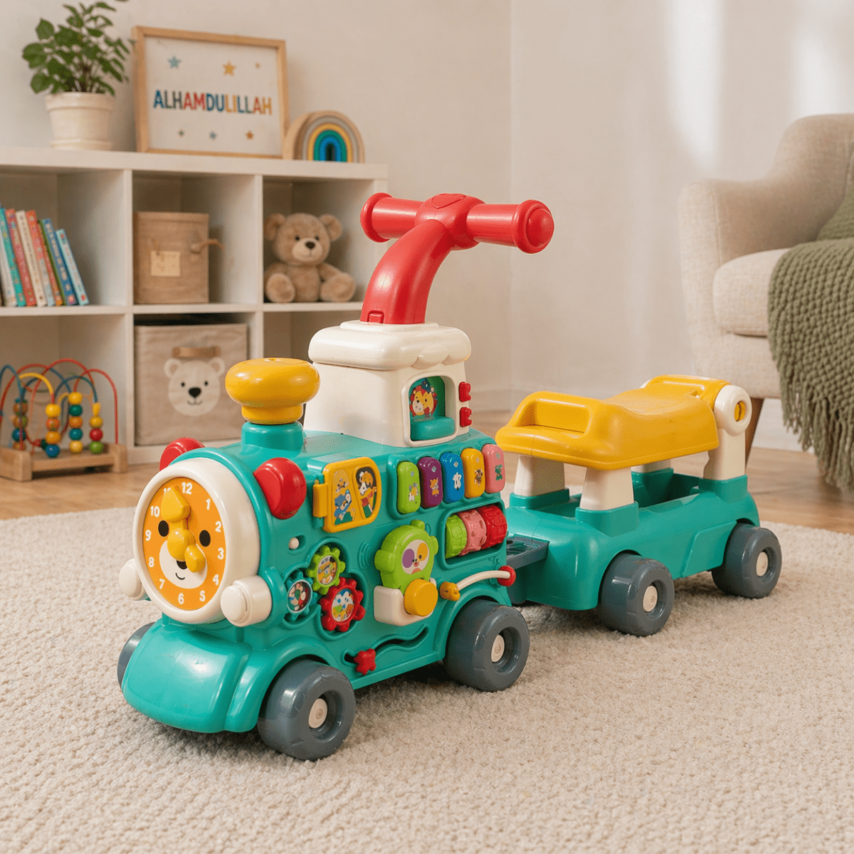 5-in-1 Musical Activity Ride On Train Walker – Light & Spray Feature
