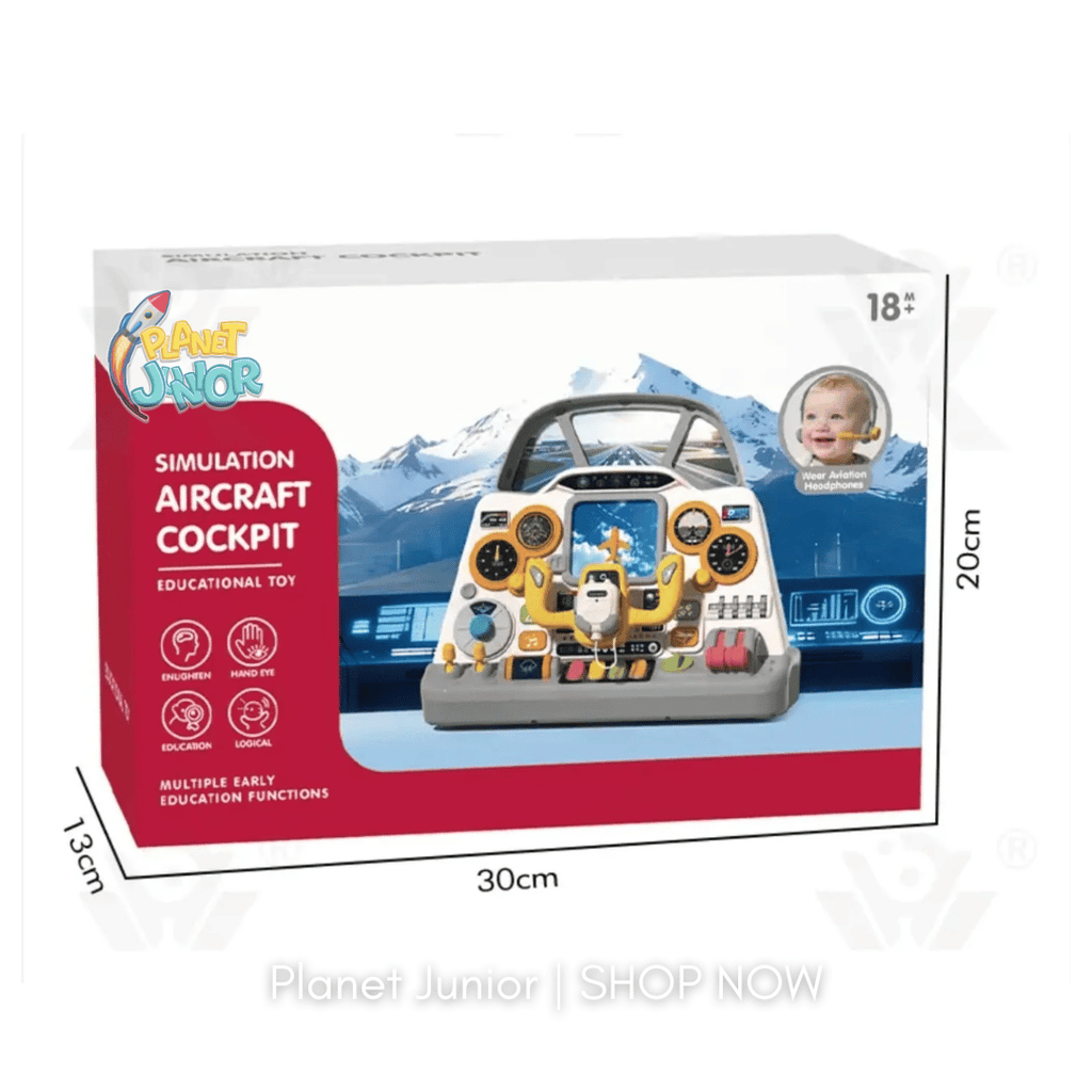 Interactive Airplane Cockpit Toy for Kids – Pretend Flight Simulator with Sounds, Headphones & Interactive Controls