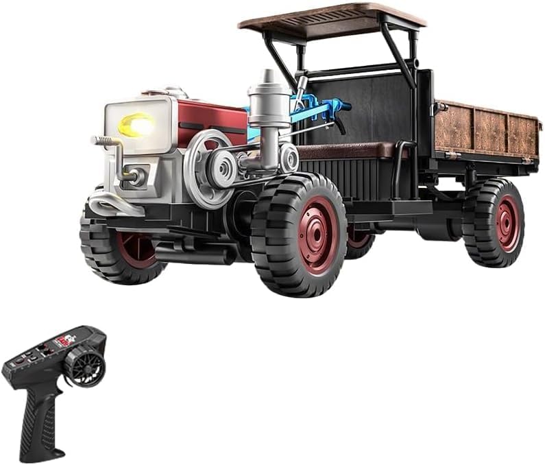 Remote-Controlled Vintage Farm Tractor with Trailer, Working Lights & Full Function Driving Action