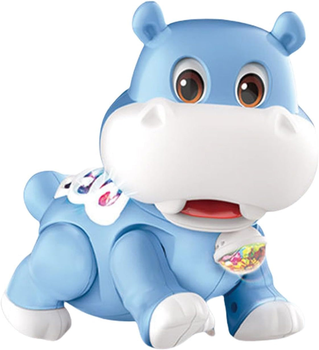 Magical Light-Up Projection Hippo Walking with Colorful LED Floor Lights & Interactive Moving Action