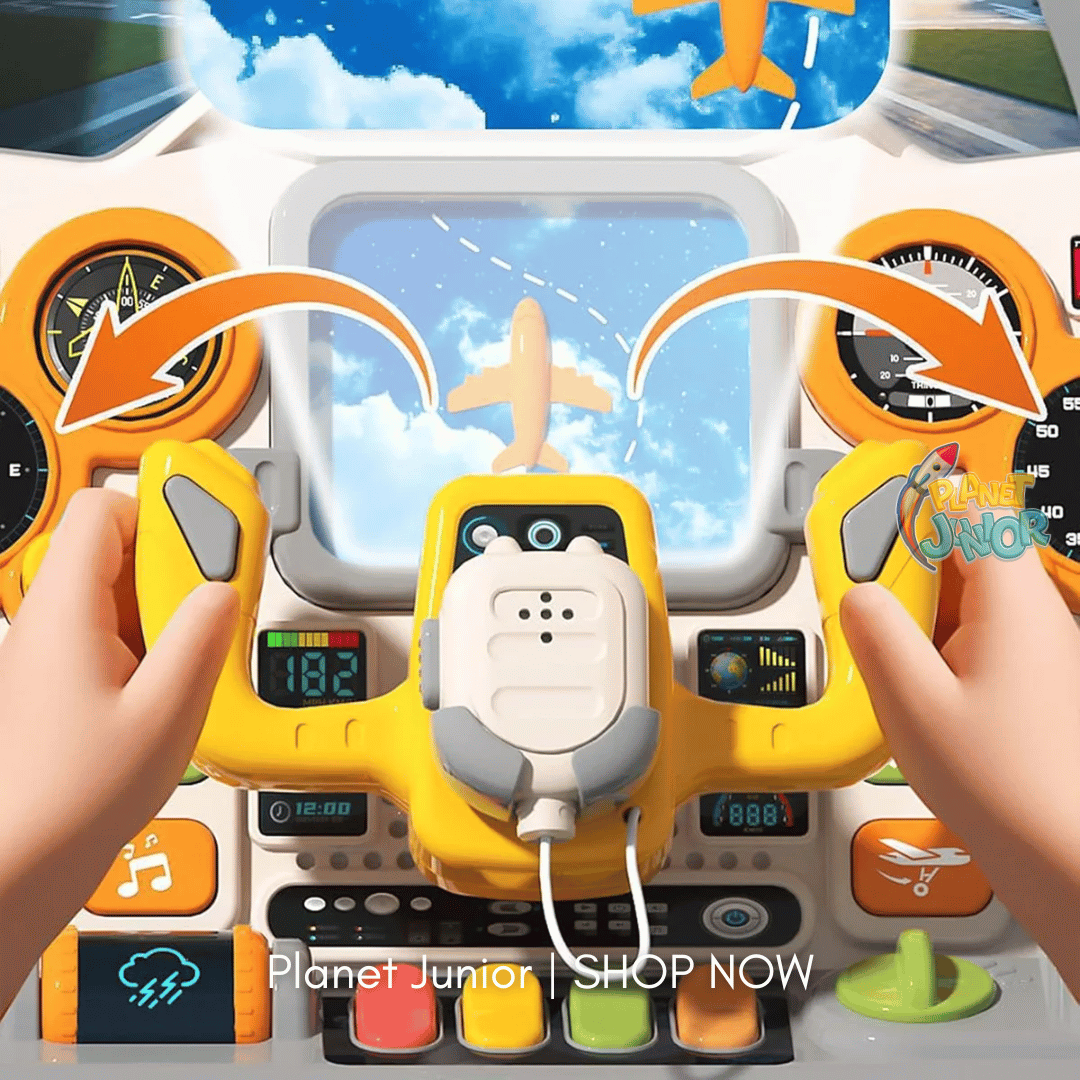 Interactive Airplane Cockpit Toy for Kids – Pretend Flight Simulator with Sounds, Headphones & Interactive Controls