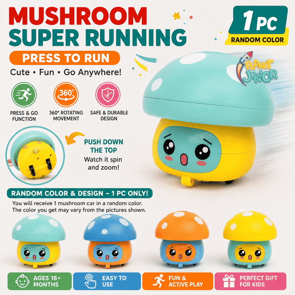 Press & Go Mushroom Toy – Fun Mechanical Toy for Kids | 1 Pcs
